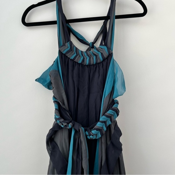 BCBGMAXAZRIA Runway Silk Maxi Gown – Turquoise & Dark Grey – Size XXS - Picture 6 of 11